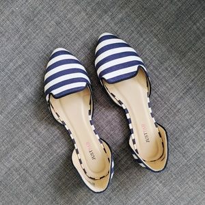 Justfab Skipper Navy/White D'Orsay Flats (EUC)